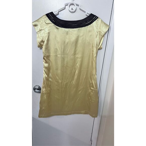 Nico La Women's Square Neck Short Sleeve Swirled A-Line Dress Yellow Size Large - Picture 5 of 9